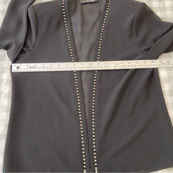Frank Lyman black sheer blaser/cardigan/vest Incrusted crystal lightweight Large - Picture 9 of 14